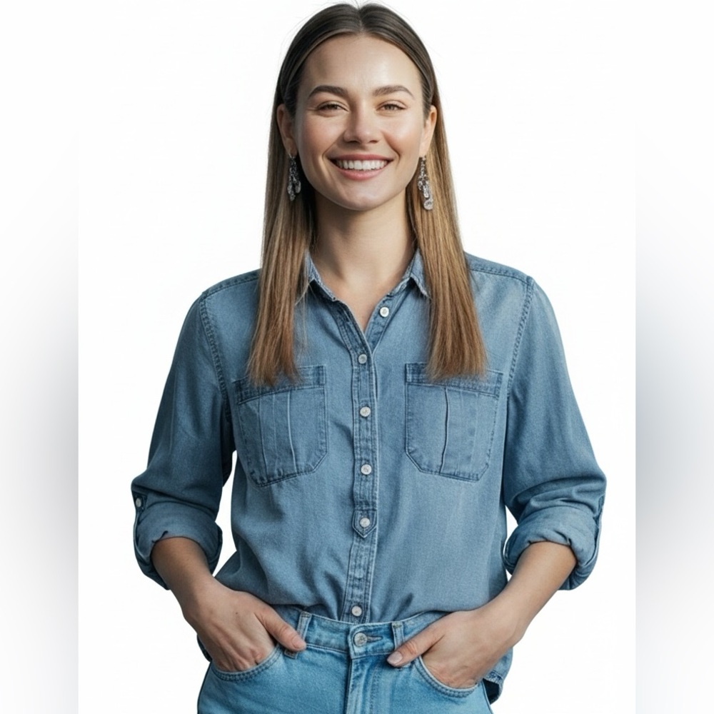 Banana Republic Dillon Classic Fit Blue Button-Down Shirt Size S Petite